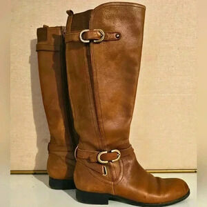 Naturalizer Womens N5 Comfort Brown Leather Wide Calf Riding Boots Size 6